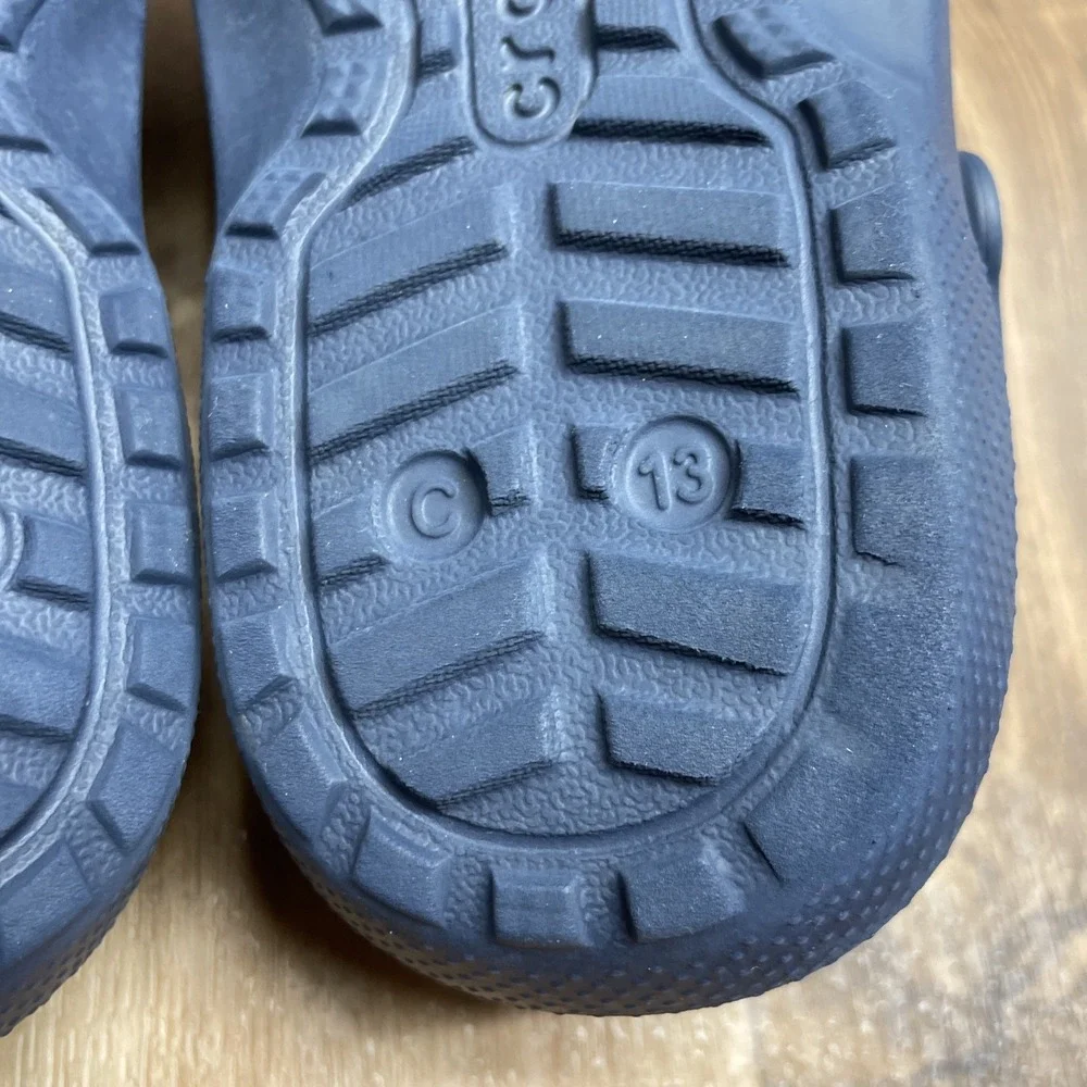 CROCS Dual Comfort Toddler Size 13c Navy Blue Fleece Lined Slip On Clog‎ Shoes